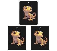 Cute Leopard Gecko Hanging Car Air Fresheners 3Pcs Aromatherapy Tablets Automotive Fragrance Scented Card Decor Square