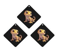 Cute Leopard Gecko Hanging Car Air Fresheners 3Pcs Aromatherapy Tablets Automotive Fragrance Scented Card Decor Rhombus