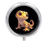 Cute Leopard Gecko Mini Pill Box Portable Vitamins Organizer 3 Compartment Pills Case for Pocket Purse