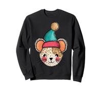 Cute Leopard Mouse Hat Whimsical Face Sweatshirt