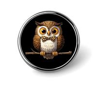 Cute Leopard Pattern Owl Round Lapel Pins Button Brooch Pin Badge Clothes Accessories for Men Women