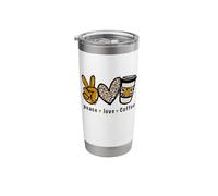 Cute Leopard Peace Sign Love Coffee Heart for Cafe Lovers Stainless Steel Insulated Tumbler