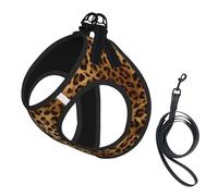 Cute Leopard Print Adjustable Harness Leash Set For Cats And Dogs, Soft Breathable Kitten Puppy Mesh Vest With Reflective Design, Escape-Proof Lead For Small Pets Walking Training
