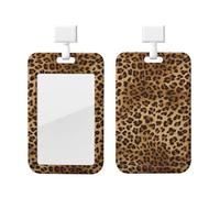 Cute Leopard Print Card ID Badge Holder with Breakaway Lanyard,for Doctor Teacher Nurse Staff Office