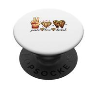 Cute Leopard Print Peace Love Dental PopSockets Adhesive PopGrip
