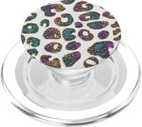 Cute Leopard Print Rainbow Pattern Fashion Design on White PopSockets PopGrip for MagSafe