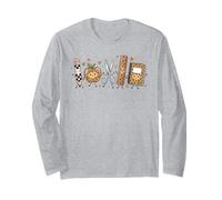 Cute Leopard Print School Supplies Characters Long Sleeve T-Shirt