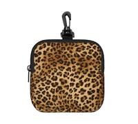 Cute Leopard Print, Square Zipper Storage Bag, Neoprene Coin Purse, Small Wallets, Change Pouch, Change Purse