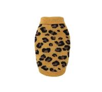Cute Leopard Print Winter Dog Sweater Comfortable Knitted Puppy Vest Soft Warm Warm Pet Sweater Small Dogs(Brown-S-)