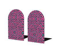 Cute Leopard Print Wood Book Ends, Wooden Bookends 1 Pair - Decorative Book Ends For Shelves - Sturdy Book Stop For Gift/Home/Office/School