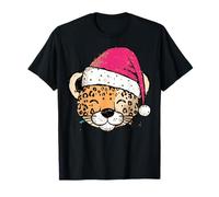 Cute Leopard Santa Hat Christmas Joy T-Shirt