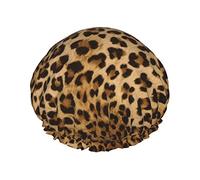 Cute Leopard Shower Cap Shower Caps For Women Double-Layer Waterproof Shower Caps, Reusable.