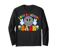 Cute Leopard Smile Face Back to School Bash Teacher Student Long Sleeve T-Shirt