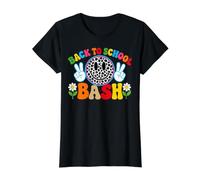 Cute Leopard Smile Face Back to School Bash Teacher Student Value Graphic T-Shirt, Women, Black, M
