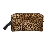 Cute Leopard Water-Resistant Travel Toiletry Organizer Bag, Large Capacity Portable Cosmetic Storage for Gym/Daily Essentials