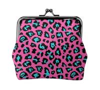 Cute Leopard Women's Leather Kiss-Lock Coin Purse,Double-Sided Full Print Pattern,Ultra-Fine Fiber Leather,Small Clutch Wallet for Cash,Cards,Coins