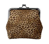 Cute Leopard Women's Leather Kiss-Lock Coin Purse,Double-Sided Full Print Pattern,Ultra-Fine Fiber Leather,Small Clutch Wallet for Cash,Cards,Coins