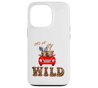 Cute Lets Get Wild Safari Zoo Animals Party Red Car Case for iPhone 13 Pro