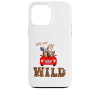 Cute Lets Get Wild Safari Zoo Animals Party Red Car Case for iPhone 13 Pro Max