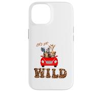 Cute Lets Get Wild Safari Zoo Animals Party Red Car Case for iPhone 14