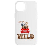 Cute Lets Get Wild Safari Zoo Animals Party Red Car Case for iPhone 14 Plus