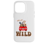 Cute Lets Get Wild Safari Zoo Animals Party Red Car Case for iPhone 14 Pro Max