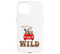 Cute Lets Get Wild Safari Zoo Animals Party Red Car Case for iPhone 15
