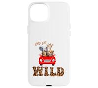 Cute Lets Get Wild Safari Zoo Animals Party Red Car Case for iPhone 15 Plus