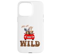 Cute Lets Get Wild Safari Zoo Animals Party Red Car Case for iPhone 15 Pro Max