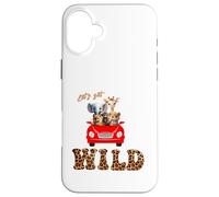 Cute Lets Get Wild Safari Zoo Animals Party Red Car Case for iPhone 16 Plus