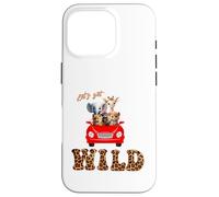 Cute Lets Get Wild Safari Zoo Animals Party Red Car Case for iPhone 16 Pro
