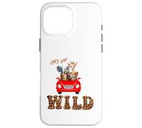 Cute Lets Get Wild Safari Zoo Animals Party Red Car Case for iPhone 16 Pro Max