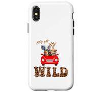 Cute Lets Get Wild Safari Zoo Animals Party Red Car Case for iPhone X/XS