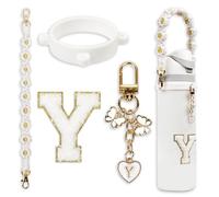 Cute Letter Charm Set Compatible with Owala Water Bottle 24 oz, 32 oz, 40 oz, Owala Kids, Owala Coffee Tumbler, Owala FreeSip - Includes Handle Strap, for Owala & Stanley Cup Accessories (White, Y)