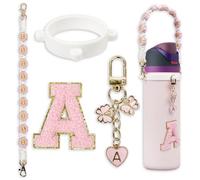 Cute Letter Charm Set Compatible with owala Water Bottle, 24oz, 32oz, 40oz, Kids, Coffee Mug, FreeSip, Includes Grip Strap for owala Accessories and Stanley Cup Accessories