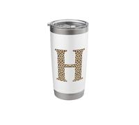 Cute Letter H Leopard cat Skin Pattern Initial Name Monogram Stainless Steel Insulated Tumbler