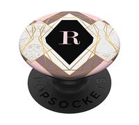 Cute Letter R Initial Monogram in Pink White & Black ADZ018a PopSockets PopGrip: Swappable Grip for Phones & Tablets
