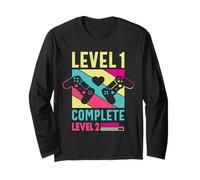 Cute Level 1 Complete 1st Wedding Anniversary Gamer Girl Long Sleeve T-Shirt