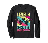 Cute Level 4 Complete Gamer Girl 4 Years Wedding Anniversary Long Sleeve T-Shirt