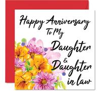 Cute LGBT Anniversary Card for Daughter - Happy Anniversary Daughter & in Law - Special Wedding Card for Women Her, 145mm Beautiful Greeting Cards Fiance Fiancee