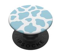 cute Light Blue Cow Print Aesthetic Pattern For Animal lover PopSockets Adhesive PopGrip