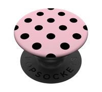 Cute Light Pink Black Polka Dot Pattern Aesthetic Big Dots PopSockets Adhesive PopGrip