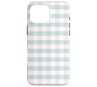 Cute Light Pink Green Plaid Gingham Pattern Minimalist Case for iPhone 16 Pro Max