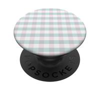 Cute Light Pink Green Plaid Gingham Pattern Minimalist PopSockets Adhesive PopGrip