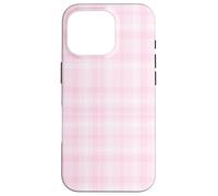 Cute Light Pink Plaid Checkered Gingham Pattern Minimalist Case for iPhone 16 Pro