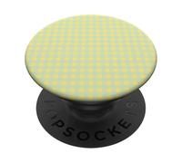 Cute Light Yellow Blue Gingham Check Plaid Checkered Pattern PopSockets Adhesive PopGrip