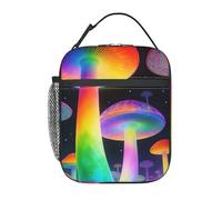Cute Lightweight Insulated Lunch Tote,Trippy Mushrooms Magic World Art Reusable Detachable Handle Bag for Travel Pattern （1101）