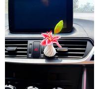 Cute Lily Vent Clip, Hand-Crocheted Car Air Freshener Clip, Car Vent Accessory Gift for Women Who Love Their Cars (Lily, Tasteless, 1 Pack)