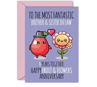 Cute Linen Anniversary Card for Brother & Sister In Law - 4 Years Together - Happy 4th Wedding Anniversary Cards for Sister In Law Brother, A5 Greeting Cards Anniversaries
