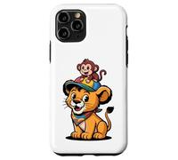 Cute Lion and Monkey Friends - Jungle Animal Cartoon Case for iPhone 11 Pro